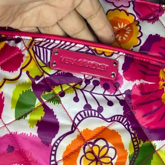 Vera Bradley Clementine Puffy Pink/White Multicolor Floral Medium Tote Bag - Picture 10 of 10